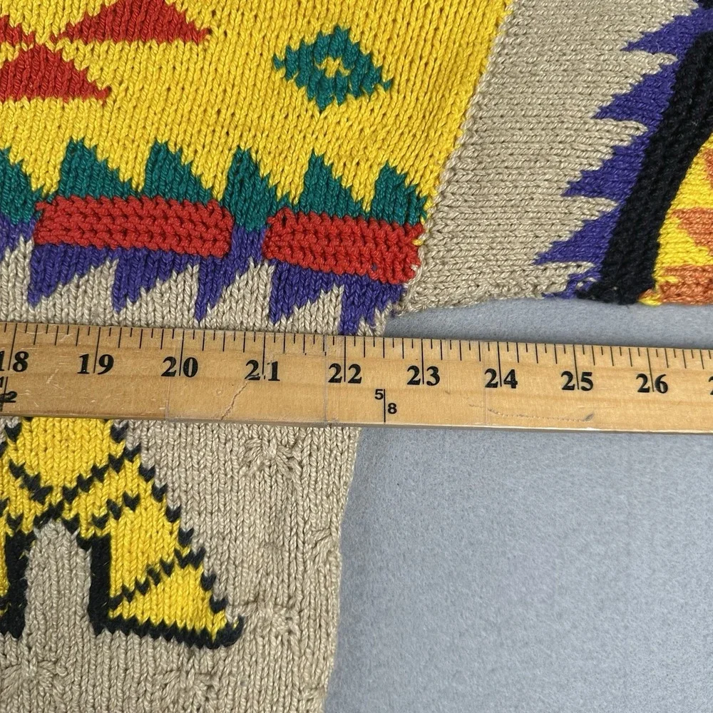 Vintage Alfonso Pozo Sweater Men's Large‎ Southwestern Cactus Teepee Novelty